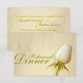 Witte roos knop bruiloft repetitie diner uitnodigi kaart (Voorkant / Achterkant)