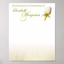 Witte Roos Knop Bruiloft Zitplaatsen Tafel Planner Poster