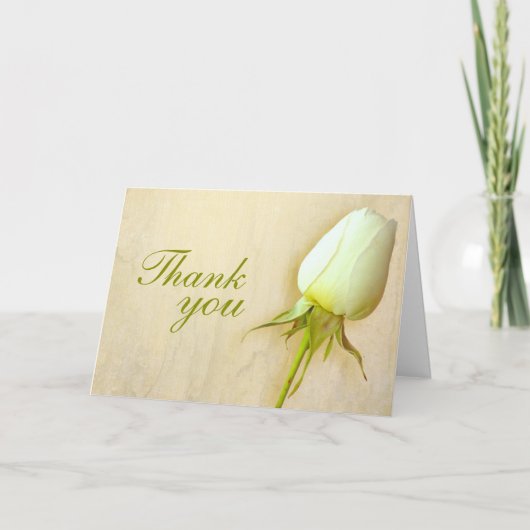 Witte roos knop trouw bedank kaart landschap (Voorkant)