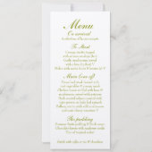 Witte roos knop vilt bruiloft receptie diner menu kaart (Achterkant)
