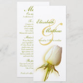 Witte roos knop vilt bruiloft receptie diner menu kaart (Voorkant / Achterkant)