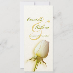 Witte roos knop vilt bruiloftsreceptie diner menu kaart