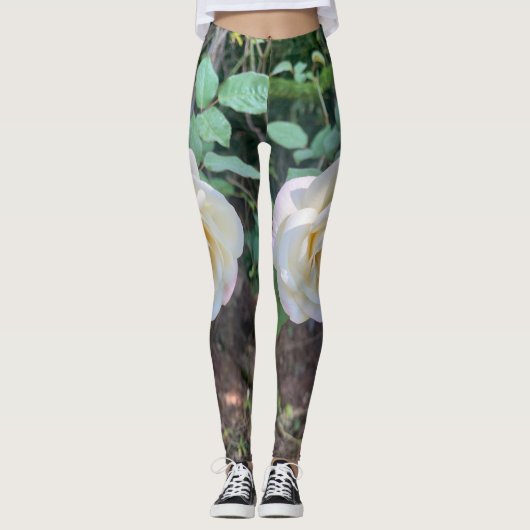 Witte roos Leggings (Voorkant)