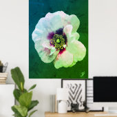 Witte Roos met donker hart - olieverf Poster (Thuiskantoor)
