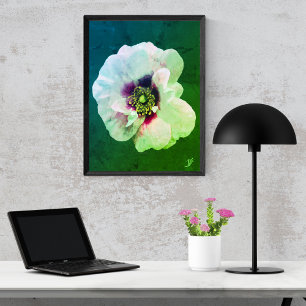 Witte Roos met donker hart - olieverf Poster