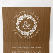  witte roos met een trouwe bruiloft drieluik uitnodiging (Binnenzijde eerst)