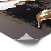 Witte roos met gouden blad schilderij poster (Hoek)