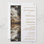 Witte Roos met Gouden Huwelijksuitnodiging Kaart (Voorkant)
