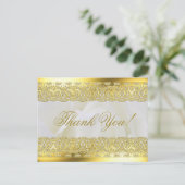 Witte Roos met Gouden Kant Bruiloft Briefkaart (Staand voorkant)