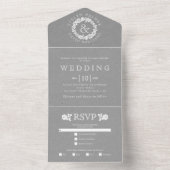  witte roos met grijze kraft bruiloft all in one uitnodiging (Binnen)