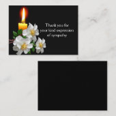 Witte roos met kaars na begrafenis Dank u Notitiekaartje (Voorkant / Achterkant)