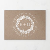 witte roos met kraftkarton drieluik uitnodiging (Cover)