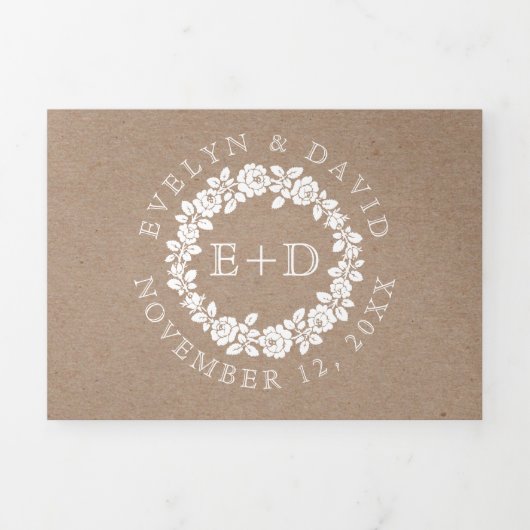  witte roos met kraftkarton drieluik uitnodiging (Cover)