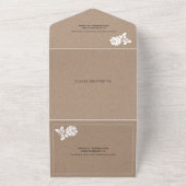  witte roos met kraftpapier bruiloft all in one uitnodiging (Buitenkant)