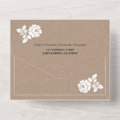  witte roos met kraftpapier bruiloft all in one uitnodiging (Achterkant)