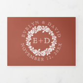 witte roos met terracotta bruiloft drieluik uitnodiging (Cover)