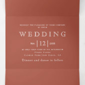 witte roos met terracotta bruiloft drieluik uitnodiging (Binnenkant midden)