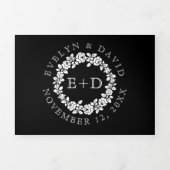  witte roos met zwarte bruiloft drieluik uitnodiging (Cover)