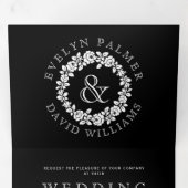  witte roos met zwarte bruiloft drieluik uitnodiging (Binnenzijde eerst)