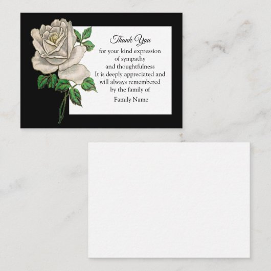Witte Roos Na Roukaart Bedankkaartjes Notitiekaartje (Voorkant / Achterkant)
