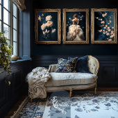 Witte Roos & Narcis Boeket Navy Achtergrond Tissuepapier