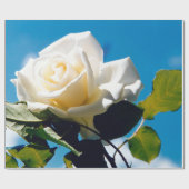 Witte roos onder blauwe hemel cadeaupapier (Vlak)