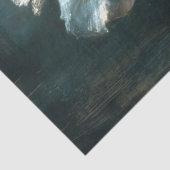 Witte Roos op Blauwgroen Geschilderde Achtergrond  Tissuepapier (Detail)