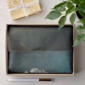 Witte Roos op Blauwgroen Geschilderde Achtergrond  Tissuepapier (Geschenk)