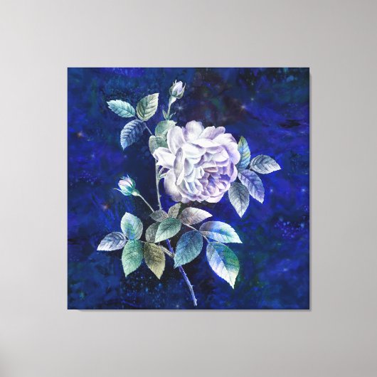 Witte Roos op een Getextureerde Achtergrond Canvas Afdruk (Voorkant)