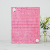 Witte Roos op Gelijnd Roze Briefpapier Briefhoofd (Staand voorkant)