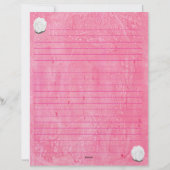 Witte Roos op Gelijnd Roze Briefpapier Briefhoofd (Achterkant)