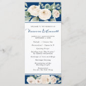 Witte Roos op Navy Blue Bruiloft Programmakaart (Voorkant)