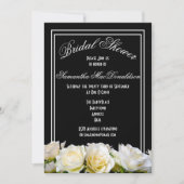 Witte roos op zwart bloemig vrijgezellenfeest kaart (Voorkant)