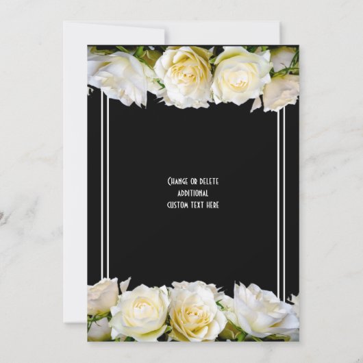 Witte roos op zwart bloemig vrijgezellenfeest kaart (Achterkant)
