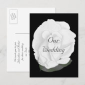 Witte roos op zwart, bruiloft uitnodiging Briefkaa Briefkaart (Voorkant / Achterkant)