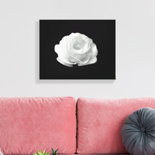 Witte Roos op Zwarte Achtergrond Uitgestrekte Canv Canvas Afdruk (Insitu (Woonkamer))