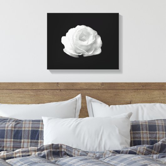 Witte Roos op Zwarte Achtergrond Uitgestrekte Canv Canvas Afdruk (Insitu (Slaapkamer))
