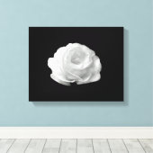 Witte Roos op Zwarte Achtergrond Uitgestrekte Canv Canvas Afdruk (Insitu (Houten vloer))