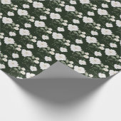 Witte Roos Op Zwarte Bloemen Geschenkverpakking Pa Cadeaupapier (Hoek)