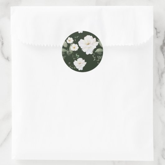 Witte Roos op Zwarte Bloemen Sticker Envelop Afdic (Tas)
