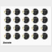 Witte roos op zwarte bruidbruiloft bedankt ronde sticker (Vel)