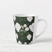 Witte Roos op Zwarte Latte Koffie Mok Bloemen (Rechts)