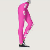 Witte Roos over Roze Patroon Leggings (Rechts)