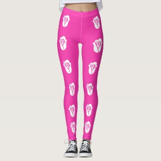 Witte Roos over Roze Patroon Leggings