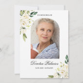 Witte roos overlijdensbericht spaanse uitnodiging (Voorkant)