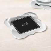 Witte Roos Papier | Elegante Moderne Bloemendesign Kartonnen Onderzetters (Gekanteld)