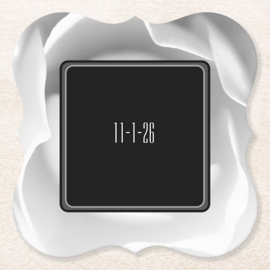 Witte Roos Papier | Elegante Moderne Bloemendesign Kartonnen Onderzetters (Voorkant)