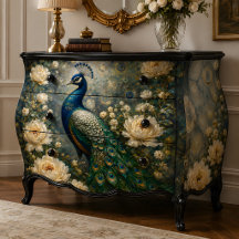 Witte Roos Pauw Decoupage