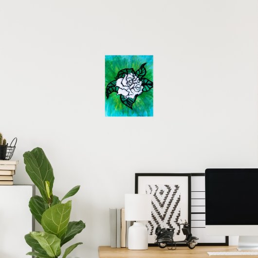 Witte Roos Poster (Thuiskantoor)