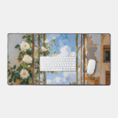 Witte Roos Raam Bureaumat (Keyboard & Muis)